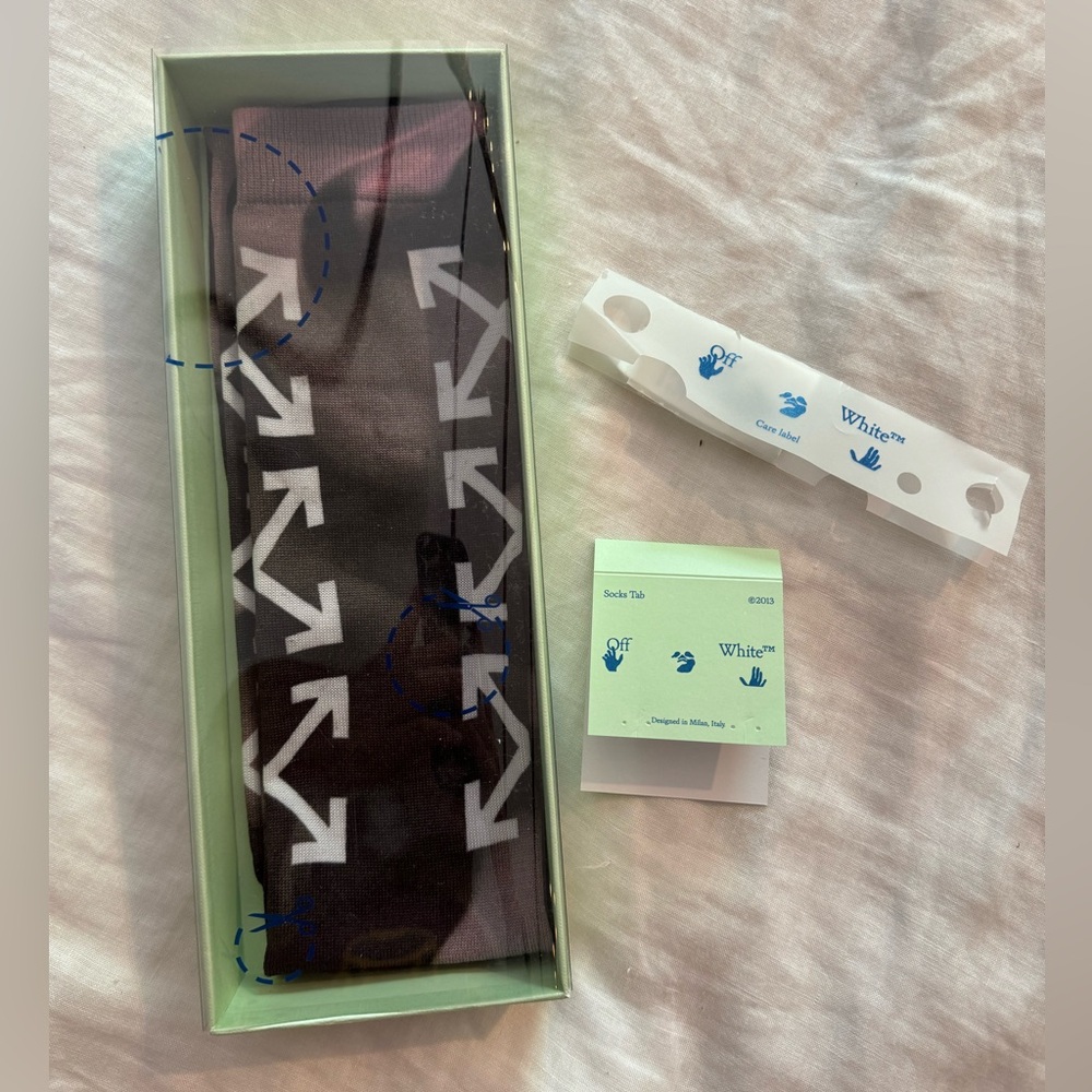 Off-White purple/pink and black socks